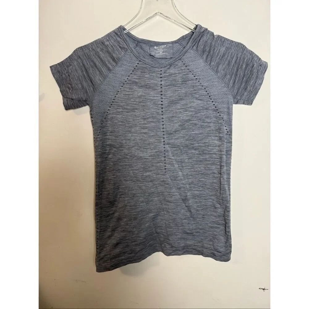Athleta Foothill Women’s Heather Grey Athletic Vented Running Short Sleeve Tee X
